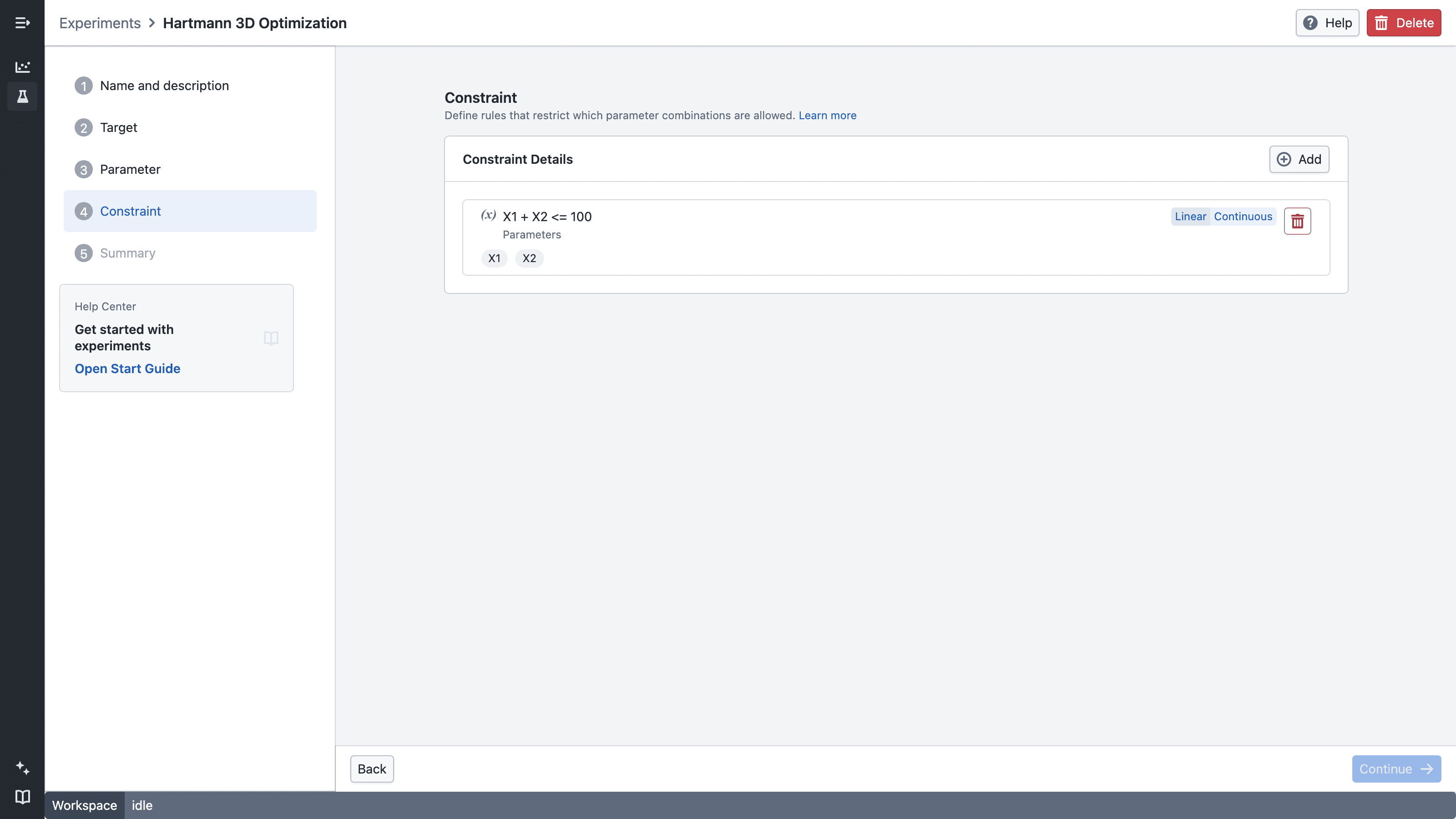 Create Constraints Screenshot