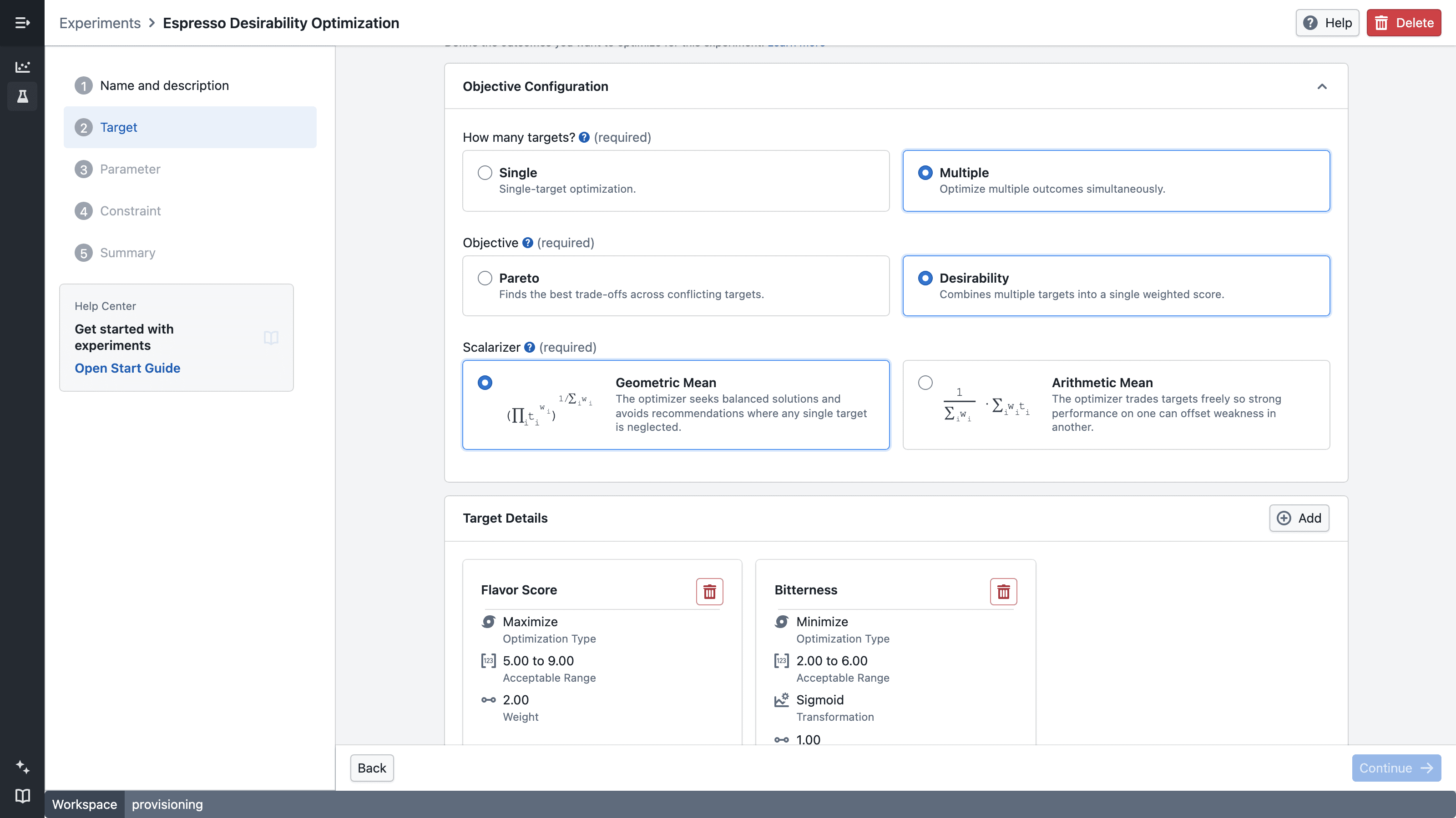 Targets Desirability Screenshot